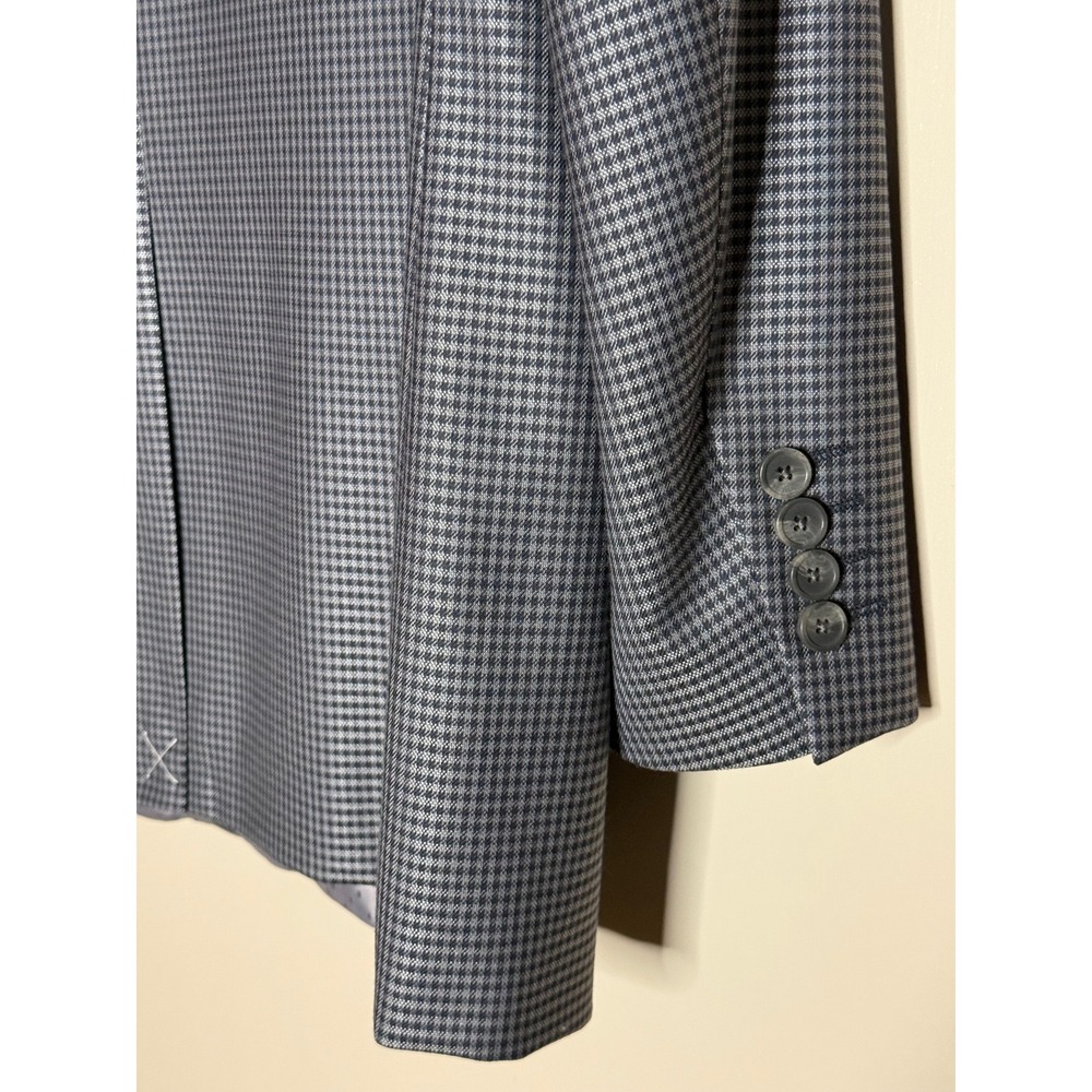 Turnbury Mens‎ 48L Wool Silk Blend Blazer Grey Micro Houndstooth Sport Coat 48 L - Picture 8 of 10